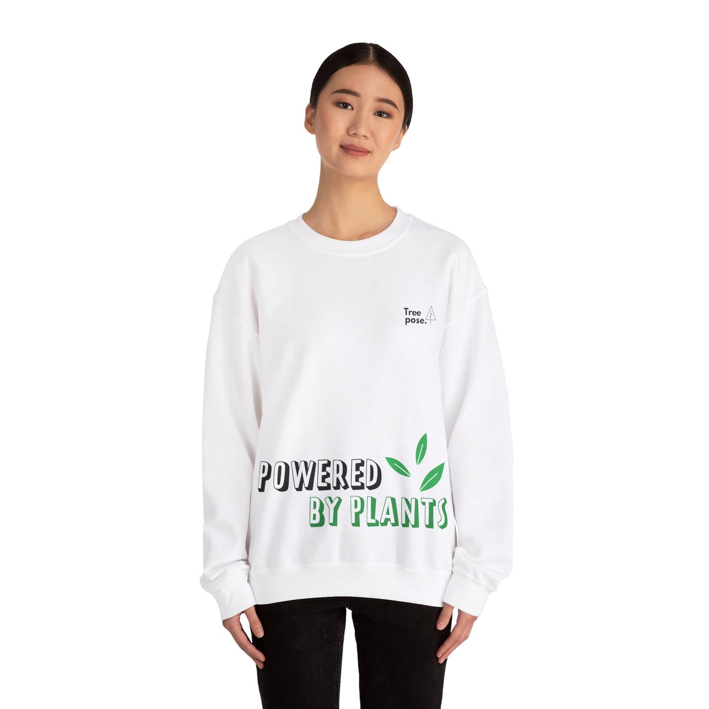 Heavy Blend™ 'Powered by Plants' Tree Pose Crewneck Sweatshirt