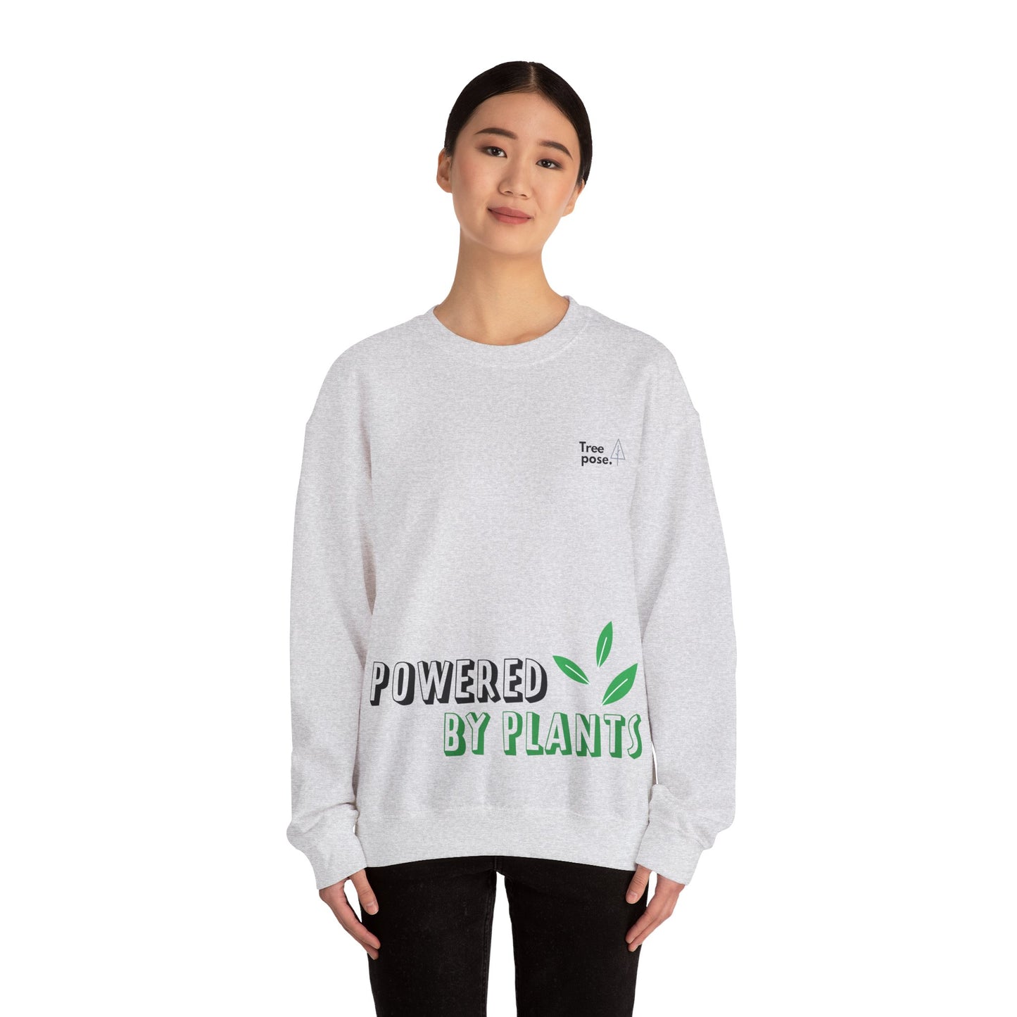 Heavy Blend™ 'Powered by Plants' Tree Pose Crewneck Sweatshirt