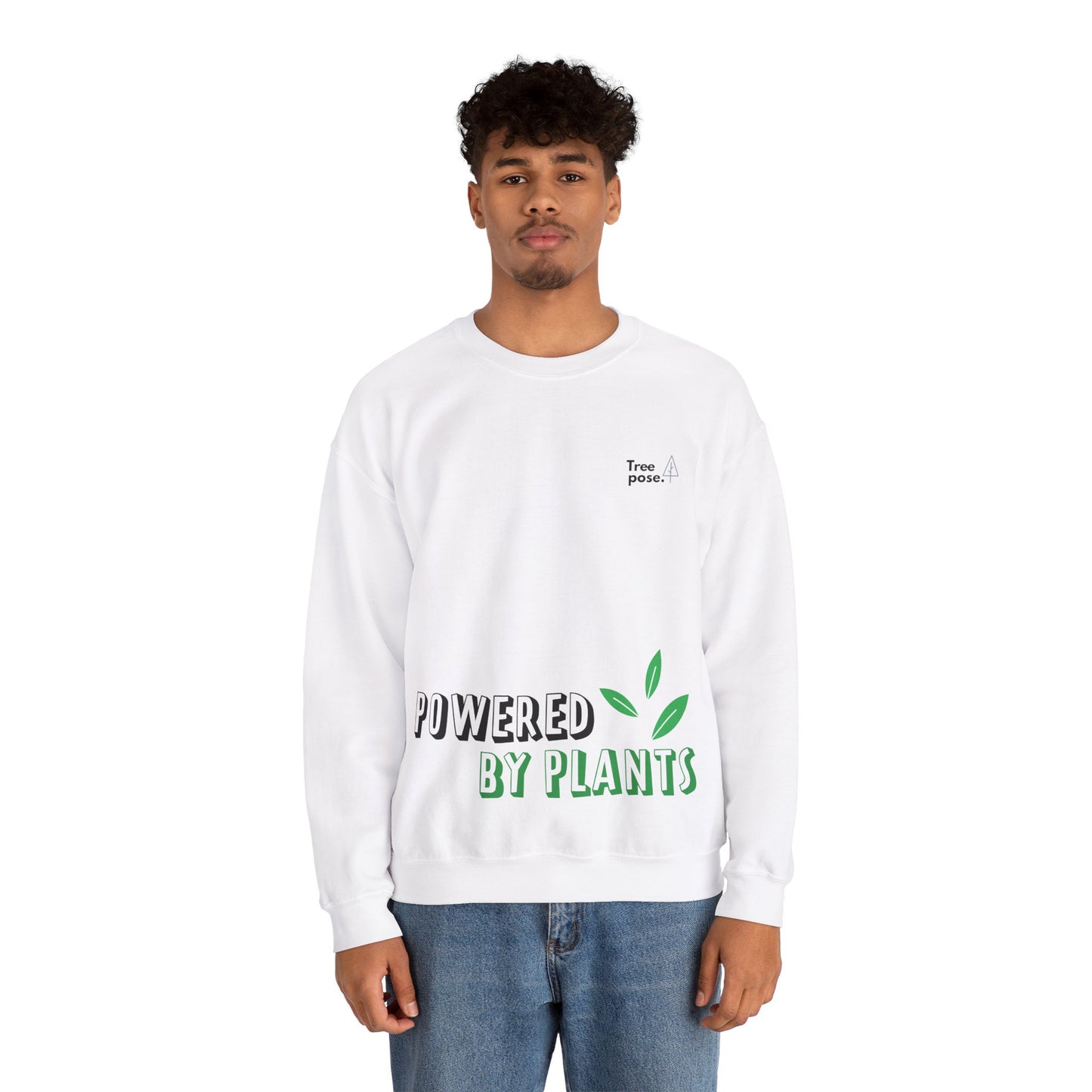 Heavy Blend™ 'Powered by Plants' Tree Pose Crewneck Sweatshirt